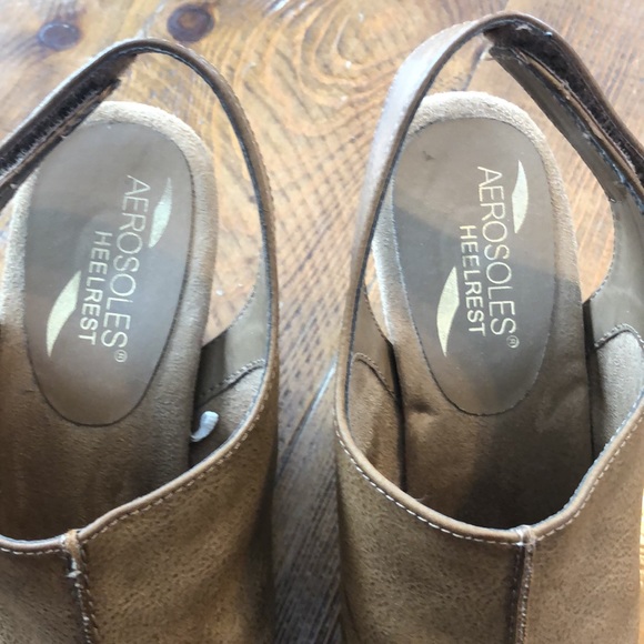 Aerosoles Heelrest "Up Close" Peep Toe Slingback Wedge Sandals 8.5 - Picture 6 of 8